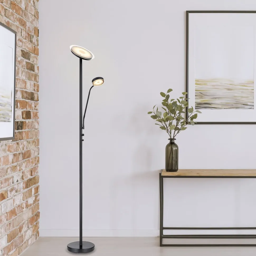 LED vloerlamp Ernst met flexibele arm, zwart
