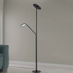 LED vloerlamp Fati, hoogte 181 cm, aluminium, leeslampje, dimmer, CCT