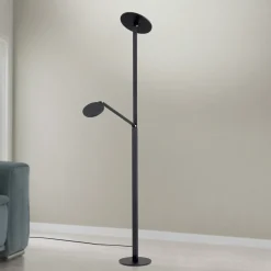 LED vloerlamp Fati, hoogte 181 cm, aluminium, leeslampje, dimmer, CCT