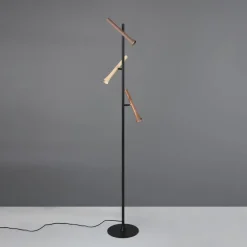 LED vloerlamp Fiato, 3-lamps, mat zwart, metaal, dimmer