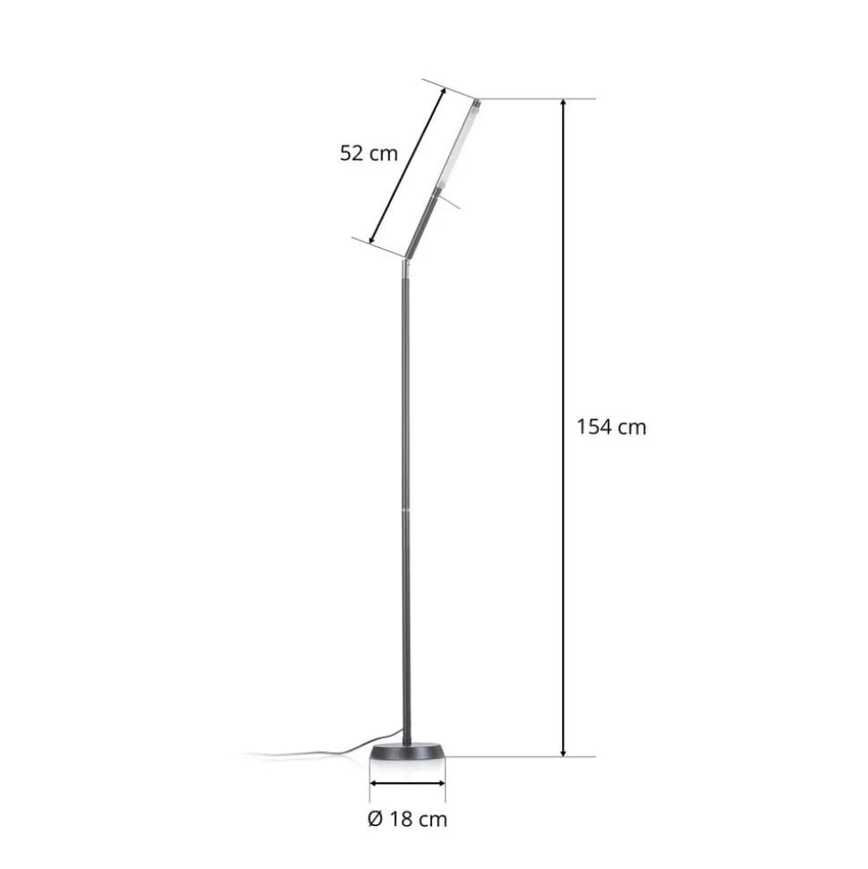 LED vloerlamp Filigran, zwart, dimbaar, verstelbaar