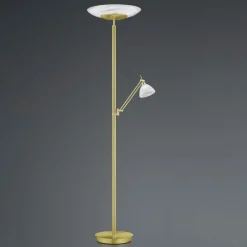 LED vloerlamp Findus, 2-lamps, messing