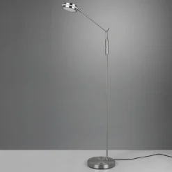 LED vloerlamp Franklin, sensordimmer, nikkel mat