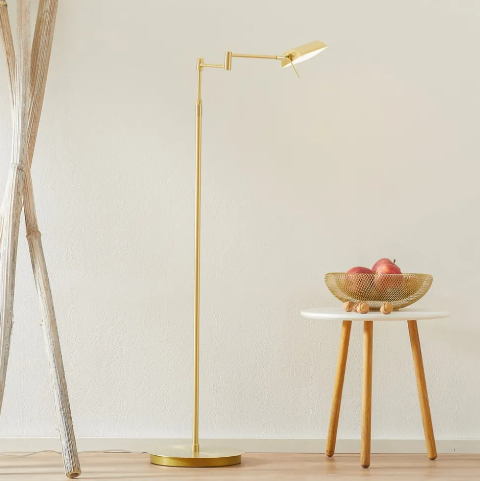 LED vloerlamp Graz, messing