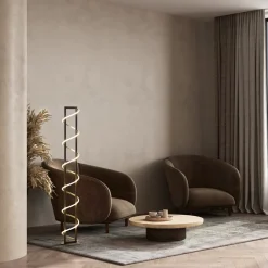 LED vloerlamp Gwen, zwart/goud, metaal, CCT, dimbaar