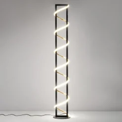 LED vloerlamp Gwen, zwart/goud, metaal, CCT, dimbaar