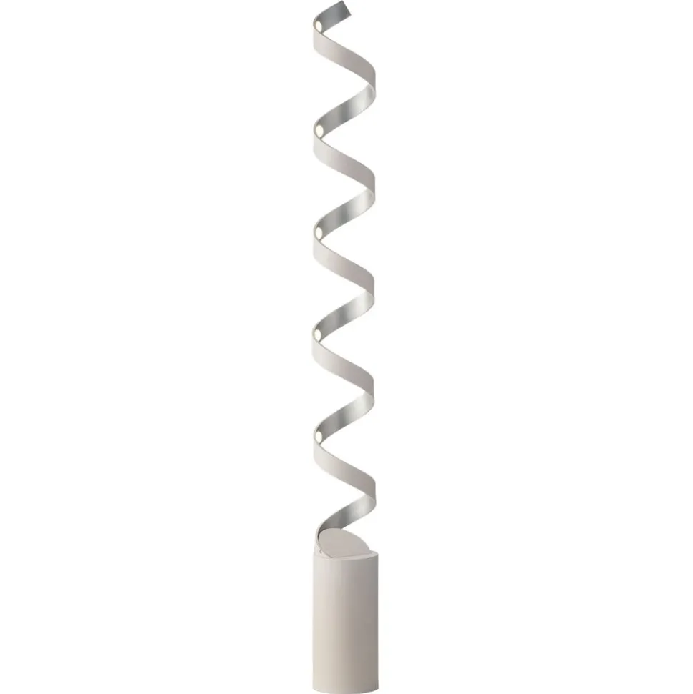 LED vloerlamp Helix, hoogte 152 cm, wit-zilver