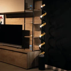 LED vloerlamp Helix in zwart-goud