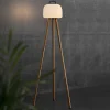 LED vloerlamp Kettle Tripod hout, kap 22cm