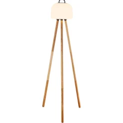 LED vloerlamp Kettle Tripod hout, kap 22cm