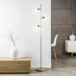 LED vloerlamp Lea, hoogte 157,5 cm, chroom, 3-lamps, metaal