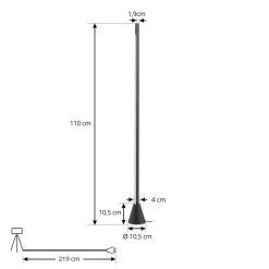 LED vloerlamp Linija, zwart, hoogte 110 cm, sensor