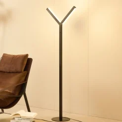 LED vloerlamp Lucande Ilian, zwart, metaal, CCT, dimbaar