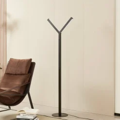 LED vloerlamp Lucande Ilian, zwart, metaal, CCT, dimbaar