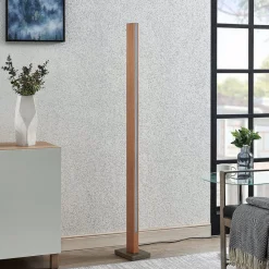 LED vloerlamp Lucande Tamlin, 152 cm, hout, beuken, 3000K