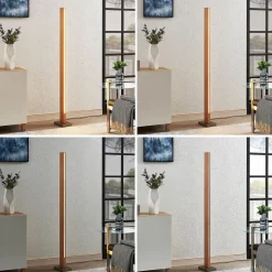 LED vloerlamp Lucande Tamlin, 152 cm, hout, beuken, 3000K