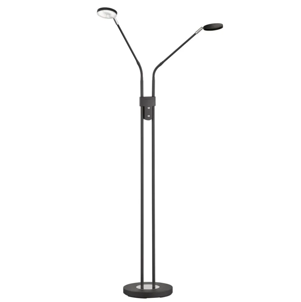 LED vloerlamp Lunia, 2-lamps, zandzwart