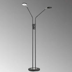 LED vloerlamp Lunia, 2-lamps, zandzwart
