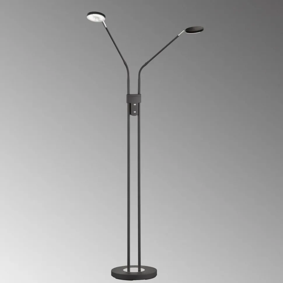 LED vloerlamp Lunia, 2-lamps, zandzwart