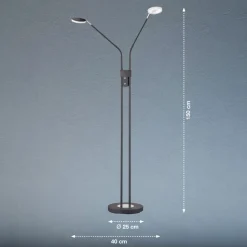 LED vloerlamp Lunia, 2-lamps, zandzwart