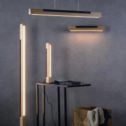 LED vloerlamp Madera van eikenhout, dimbaar