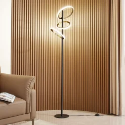 LED vloerlamp Madu, zwart, metaal, 160 cm, dimbaar