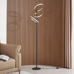 LED vloerlamp Madu, zwart, metaal, 160 cm, dimbaar