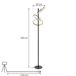 LED vloerlamp Madu, zwart, metaal, 160 cm, dimbaar