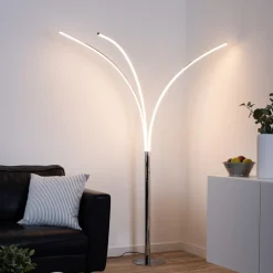LED vloerlamp Maja, 3-lamps chroom