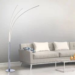 LED vloerlamp Maja, 3-lamps chroom