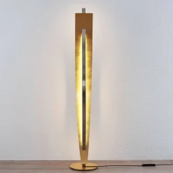 LED vloerlamp Marija, goudkleurig, dimbaar, 140 cm