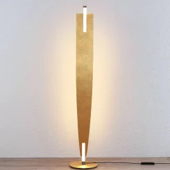 LED vloerlamp Marija, goudkleurig, dimbaar, 140 cm