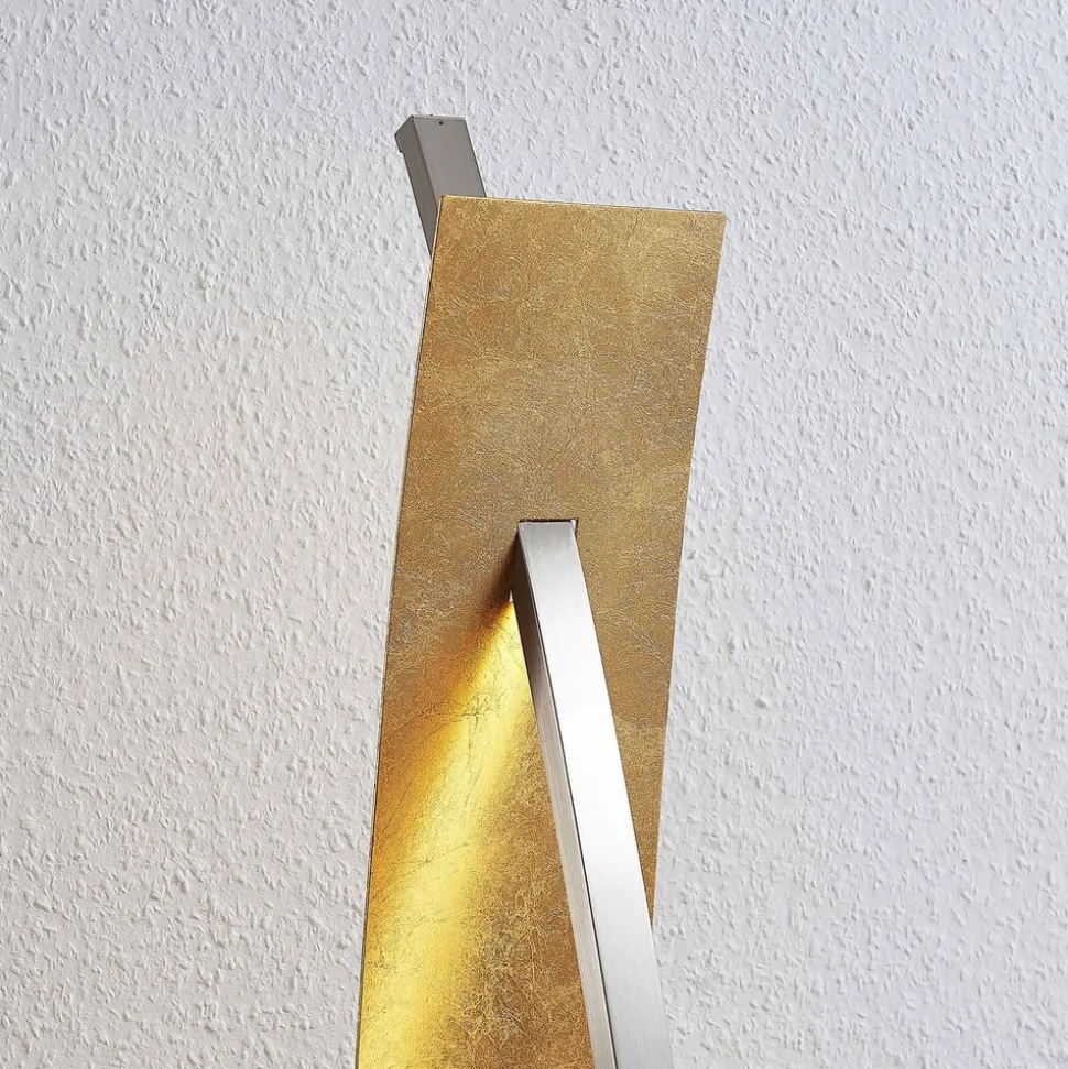 LED vloerlamp Marija, goudkleurig, dimbaar, 140 cm