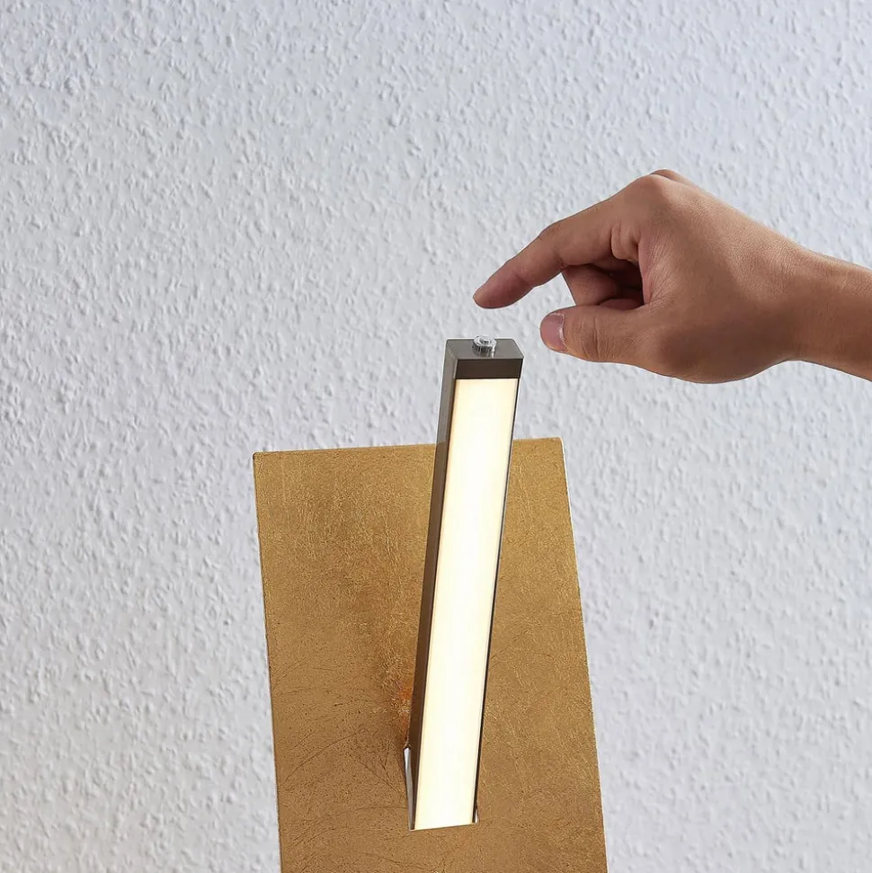 LED vloerlamp Marija, goudkleurig, dimbaar, 140 cm