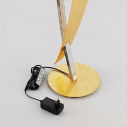 LED vloerlamp Marija, goudkleurig, dimbaar, 140 cm