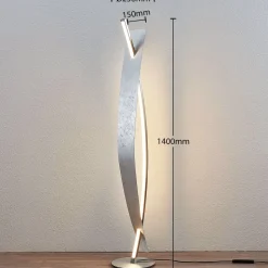 LED vloerlamp Marija, zilver, dimbaar, 140 cm