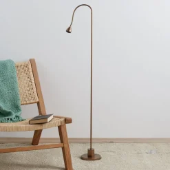 LED vloerlamp Mini, flexibele arm, antiek, 5.000K