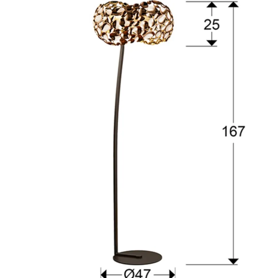 LED vloerlamp Narisa, roségoud/bruin