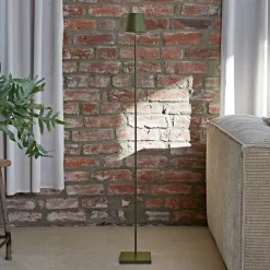 LED vloerlamp Nuindie IP54 120 cm rond USB-C spar groen