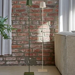 LED vloerlamp Nuindie IP54 120 cm rond USB-C dune beige