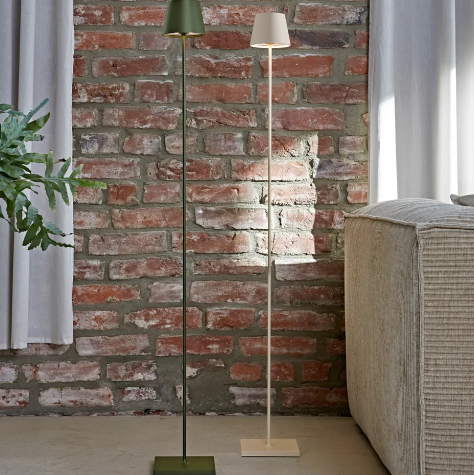 LED vloerlamp Nuindie IP54 120 cm rond USB-C dune beige