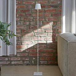 LED vloerlamp Nuindie IP54 120 cm rond USB-C sneeuwwit