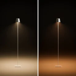 LED vloerlamp Nuindie IP54 120 cm rond USB-C sneeuwwit