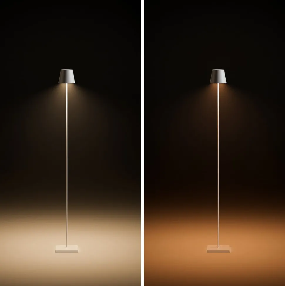 LED vloerlamp Nuindie IP54 120 cm rond USB-C sneeuwwit