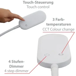 LED vloerlamp Office Step, wit, dimbaar, CCT