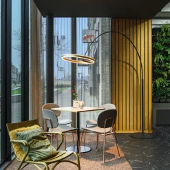 LED vloerlamp One Bow FL, zwart/messingkleurig, staal SLV