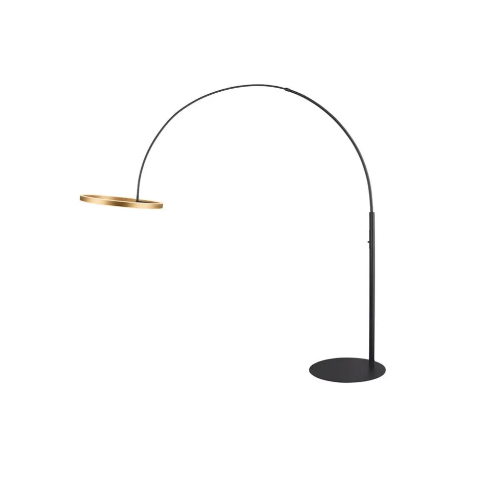 LED vloerlamp One Bow FL, zwart/messingkleurig, staal SLV