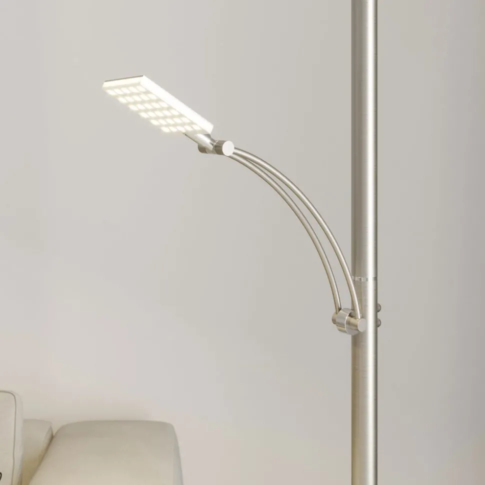 LED vloerlamp Parthena, nikkel, metaal, 180 cm