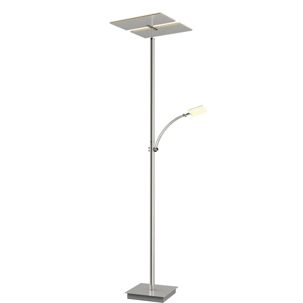 LED vloerlamp Parthena, nikkel, metaal, 180 cm