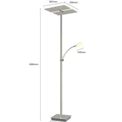 LED vloerlamp Parthena, nikkel, metaal, 180 cm